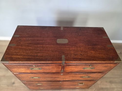 ANTIQUE REGENCY TEAK CAMPAIGN 1830S CHEST - ADDITIONAL PHOTO 9