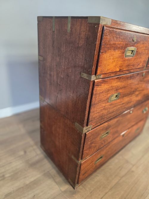 ANTIQUE REGENCY TEAK CAMPAIGN 1830S CHEST - ADDITIONAL PHOTO 11