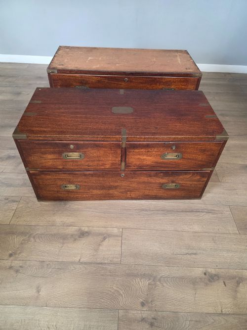 ANTIQUE REGENCY TEAK CAMPAIGN 1830S CHEST - ADDITIONAL PHOTO 19