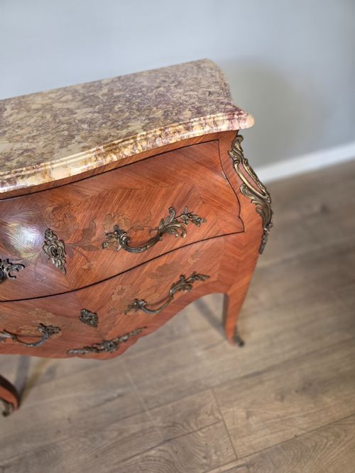 ANTIQUE FRENCH INLAID MARBLE TOP COMMODECHEST - ADDITIONAL PHOTO 4