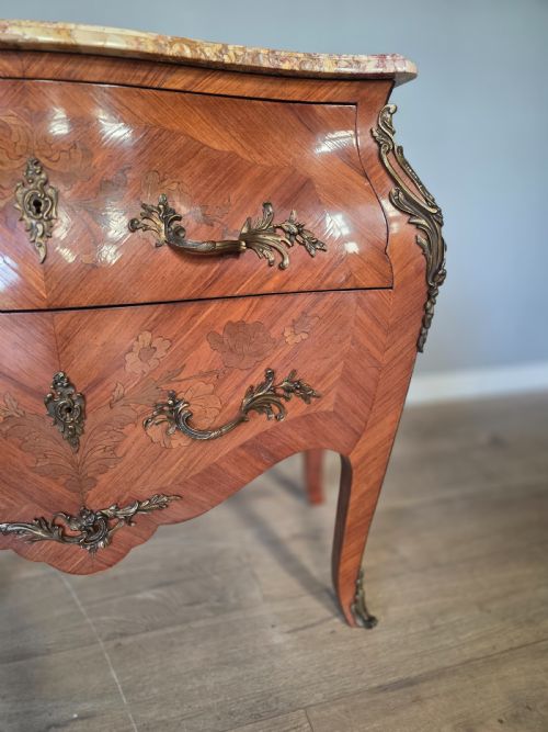 ANTIQUE FRENCH INLAID MARBLE TOP COMMODECHEST - ADDITIONAL PHOTO 8