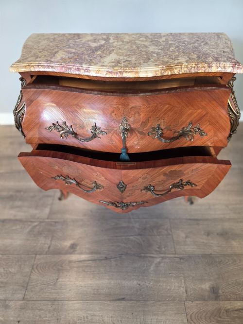 ANTIQUE FRENCH INLAID MARBLE TOP COMMODECHEST - ADDITIONAL PHOTO 10
