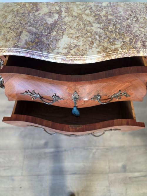 ANTIQUE FRENCH INLAID MARBLE TOP COMMODECHEST - ADDITIONAL PHOTO 11