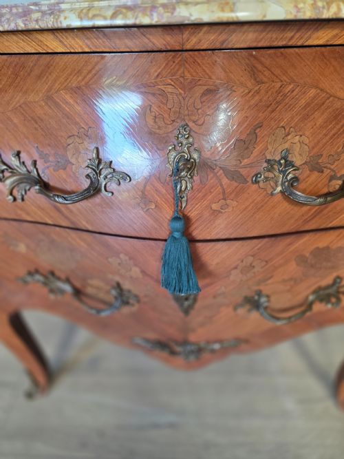 ANTIQUE FRENCH INLAID MARBLE TOP COMMODECHEST - ADDITIONAL PHOTO 12