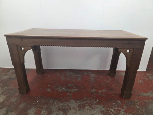 ANTIQUE 1900S OAK GOTHIC CONSOLE TABLE - ADDITIONAL PHOTO 1