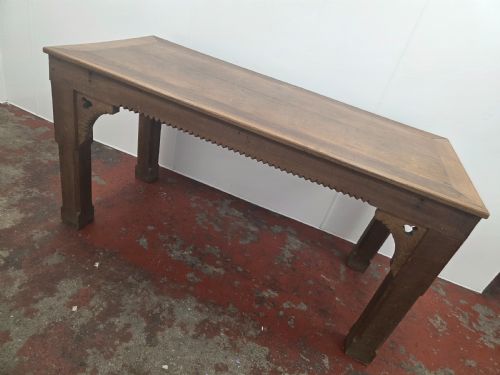 ANTIQUE 1900S OAK GOTHIC CONSOLE TABLE - ADDITIONAL PHOTO 8