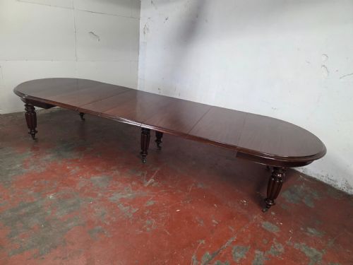 ANTIQUE LARGE WILLIAM IV MAHOGANY BANQUETEXTENDING DINING TABLE 1840S - ADDITIONAL PHOTO 9