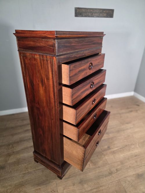ANTIQUE FRENCH ROSEWOOD BRASS INLAID 6 DRAWER CHEST 1880S - ADDITIONAL PHOTO 8