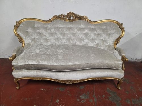 ANTIQUE VICTORIAN ORIGINAL GILT SOFA 1880S - ADDITIONAL PHOTO 2