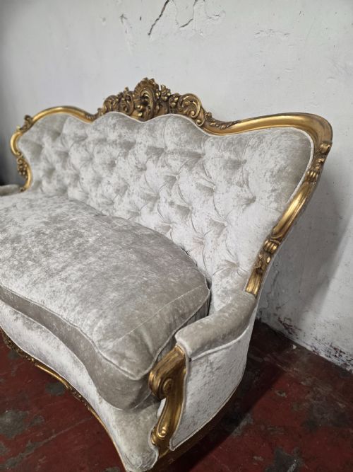 ANTIQUE VICTORIAN ORIGINAL GILT SOFA 1880S - ADDITIONAL PHOTO 11