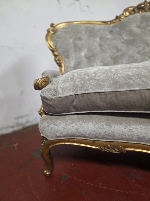 ANTIQUE VICTORIAN ORIGINAL GILT SOFA 1880S - ADDITIONAL PHOTO 14