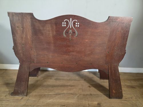 ANTIQUE SCOTTISH OAK ARTS CRAFTS BENCH FROM WYLIE LOCKHEAD MANUFACTURERS 1900S - ADDITIONAL PHOTO 10