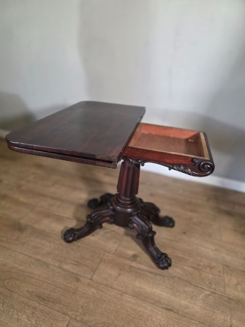 ANTIQUE EARLY VICTORIAN ROSEWOOD TEA TABLE 1850S - ADDITIONAL PHOTO 13