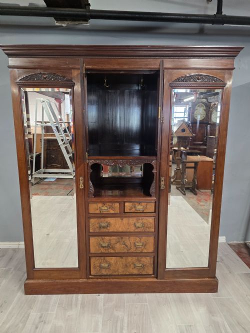 ANTIQUE WALNUT LATE VICTORIAN PRINCESS COMBINATION WARDROBE - ADDITIONAL PHOTO 2