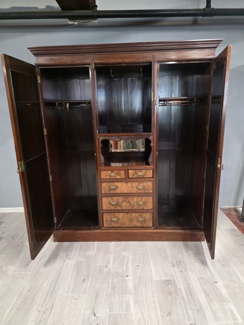 ANTIQUE WALNUT LATE VICTORIAN PRINCESS COMBINATION WARDROBE - ADDITIONAL PHOTO 6