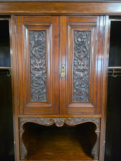 ANTIQUE WALNUT LATE VICTORIAN PRINCESS COMBINATION WARDROBE - ADDITIONAL PHOTO 11