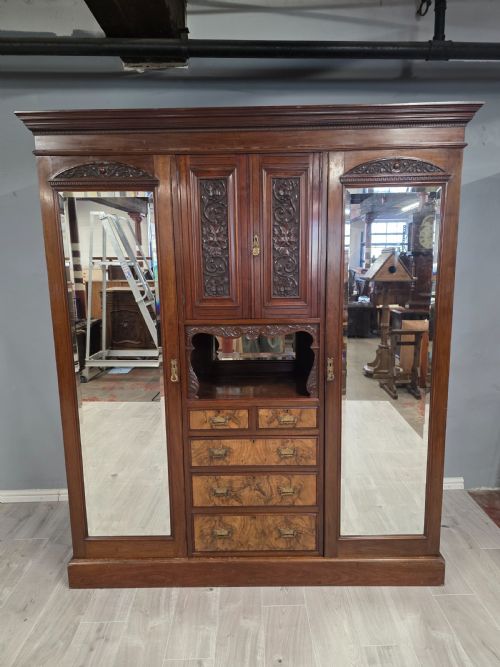 ANTIQUE WALNUT LATE VICTORIAN PRINCESS COMBINATION WARDROBE - ADDITIONAL PHOTO 13