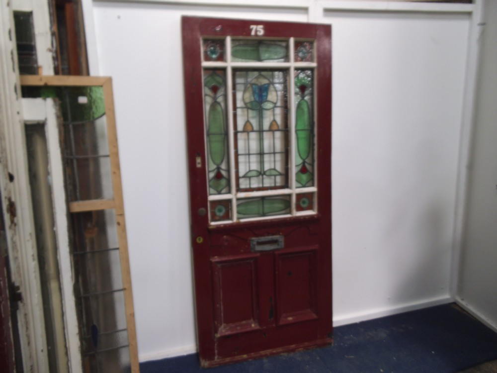 Art nouveau leaded glass door