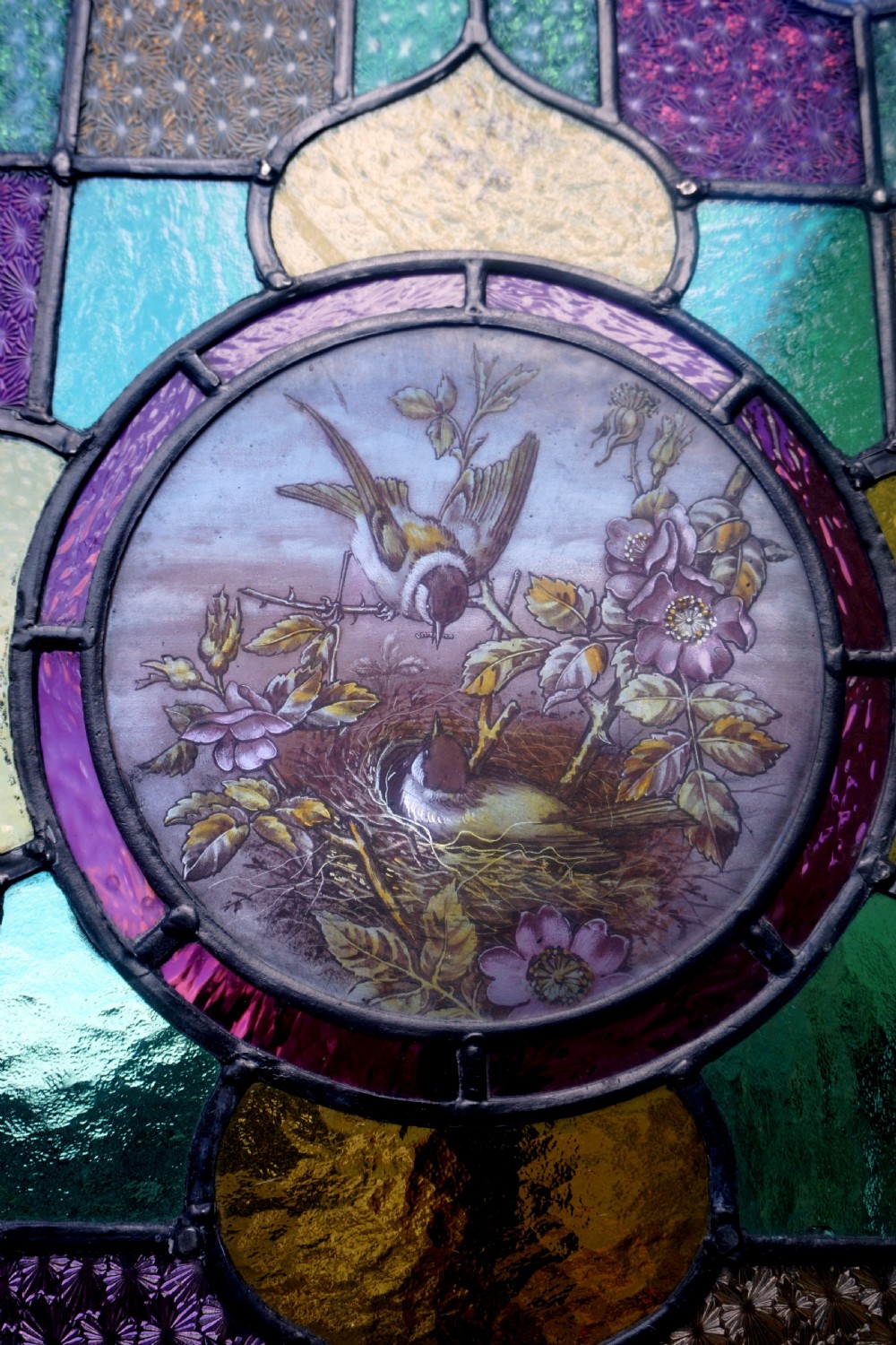 An exceptional late Victorian painted and leaded glass window  View II