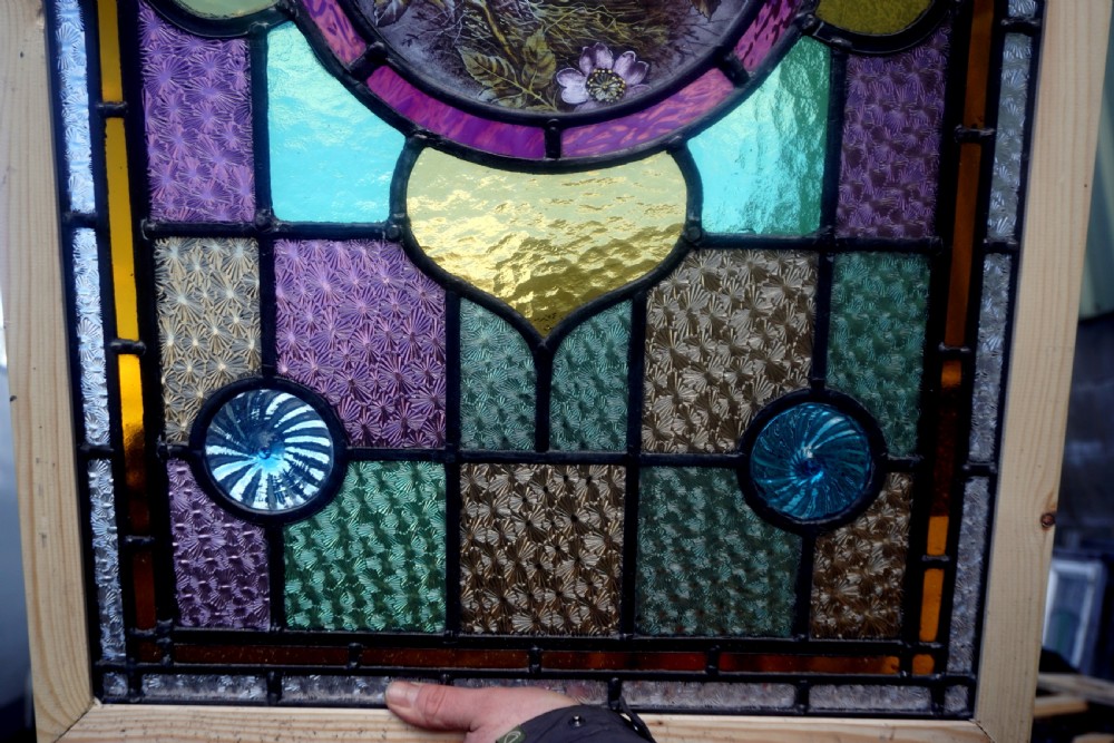 An exceptional late Victorian painted and leaded glass window  View III