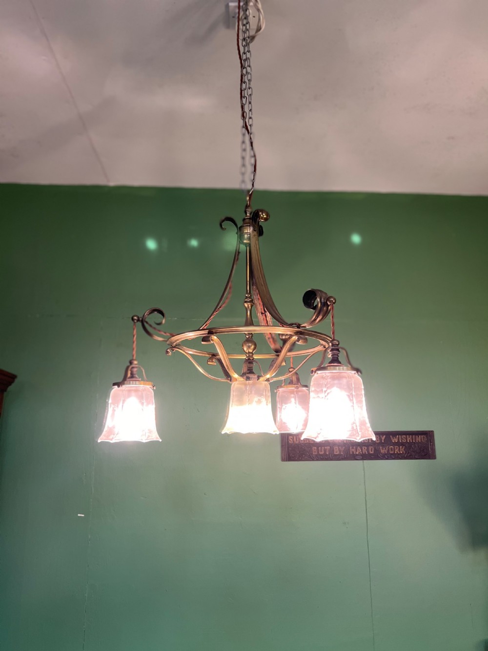 A good quality Edwardian copper chandelier