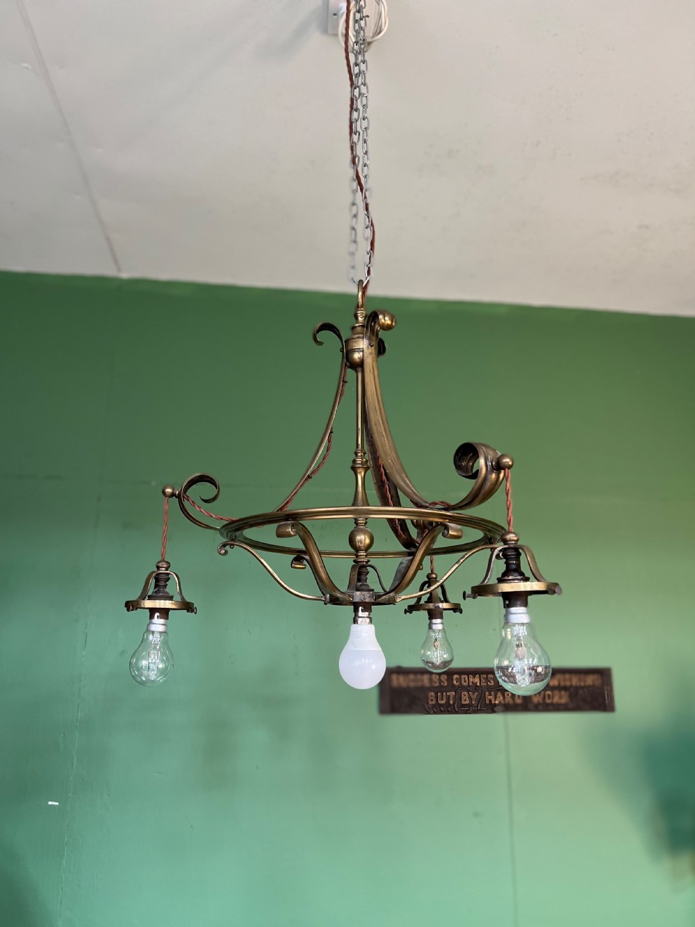 A good quality Edwardian copper chandelier View X
