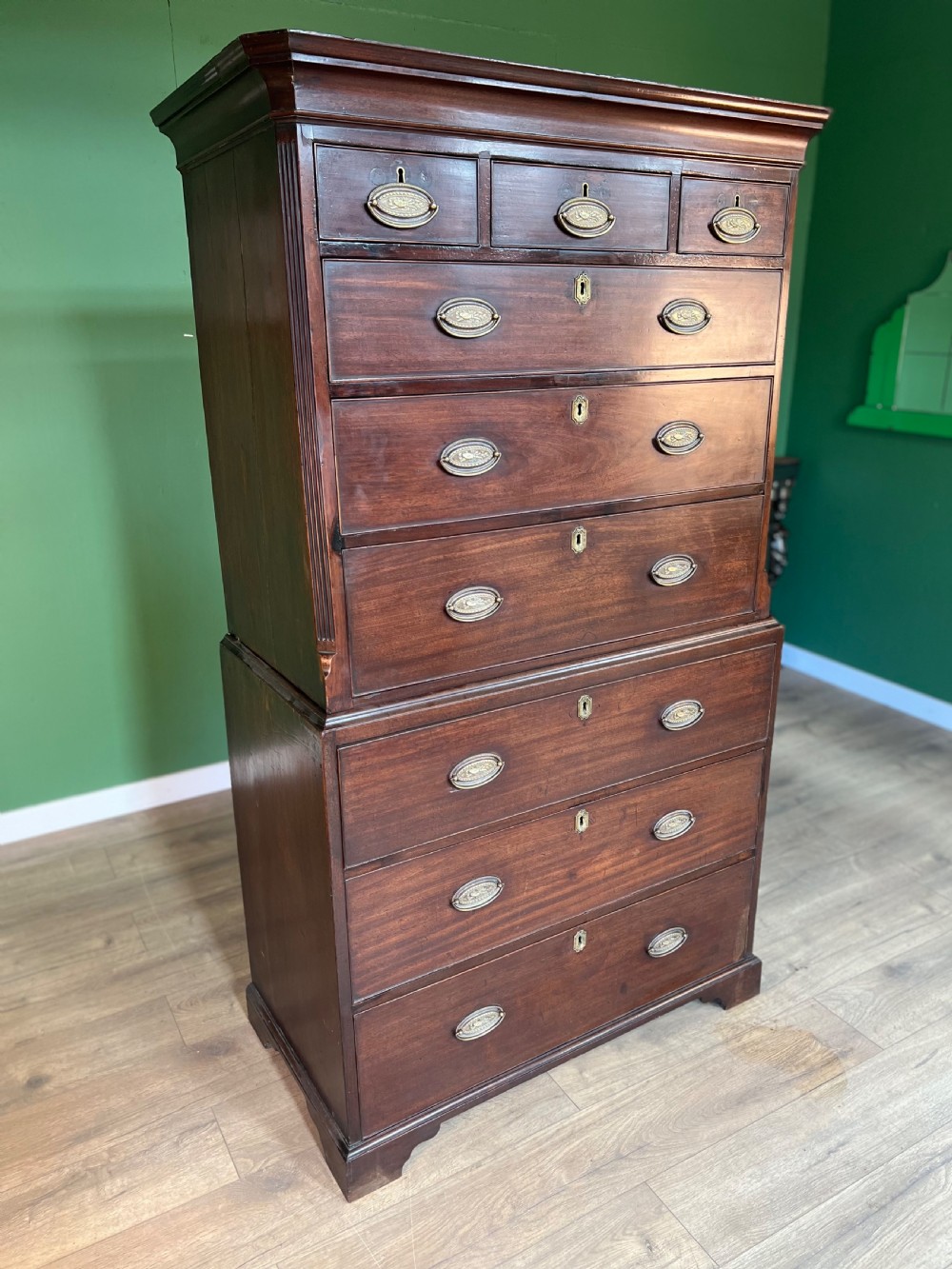 A good George 111 mahogany chest on chest with secretaire  View IV