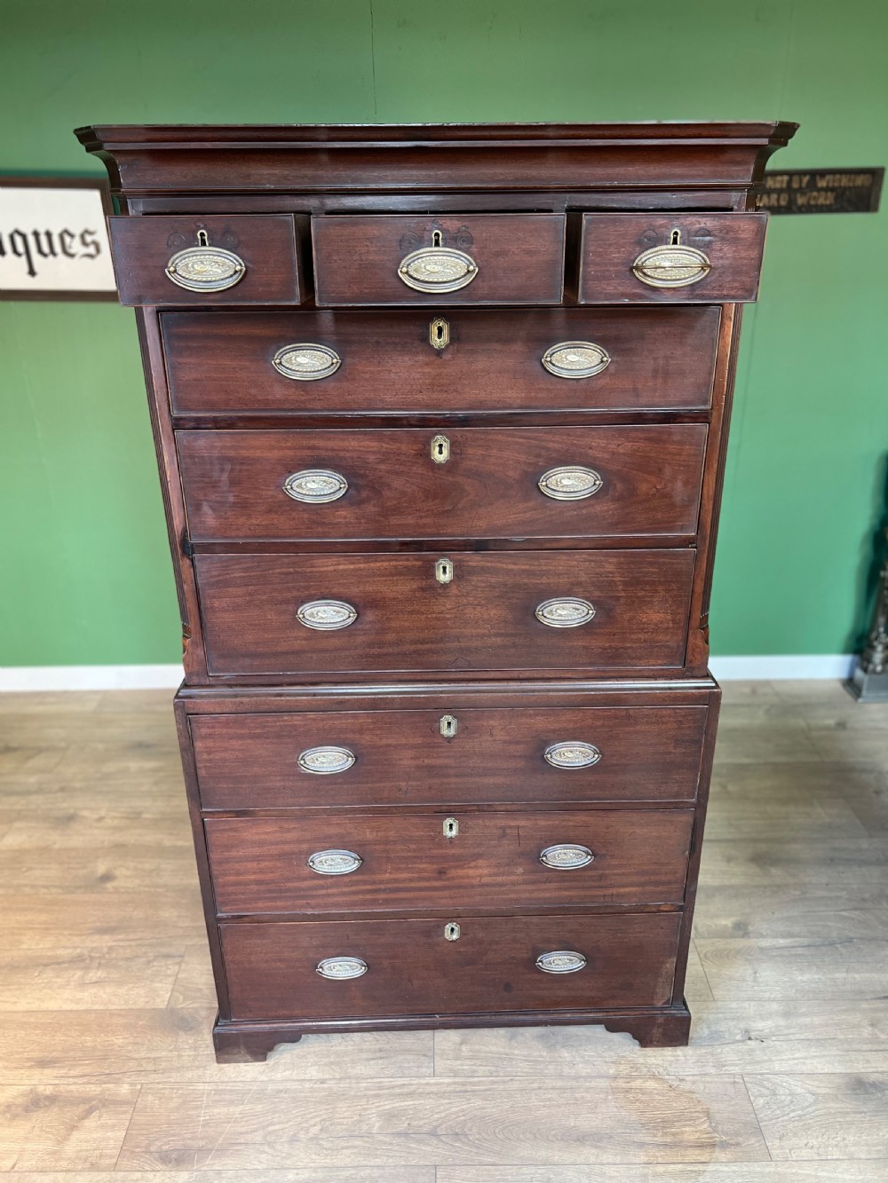 A good George 111 mahogany chest on chest with secretaire  View VI