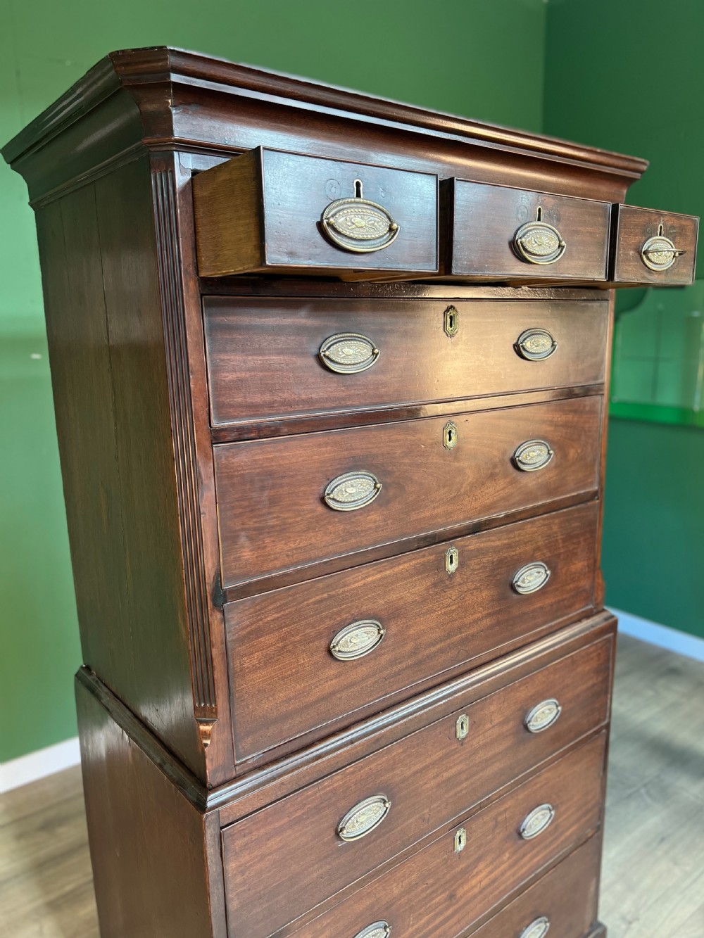 A good George 111 mahogany chest on chest with secretaire  View VII