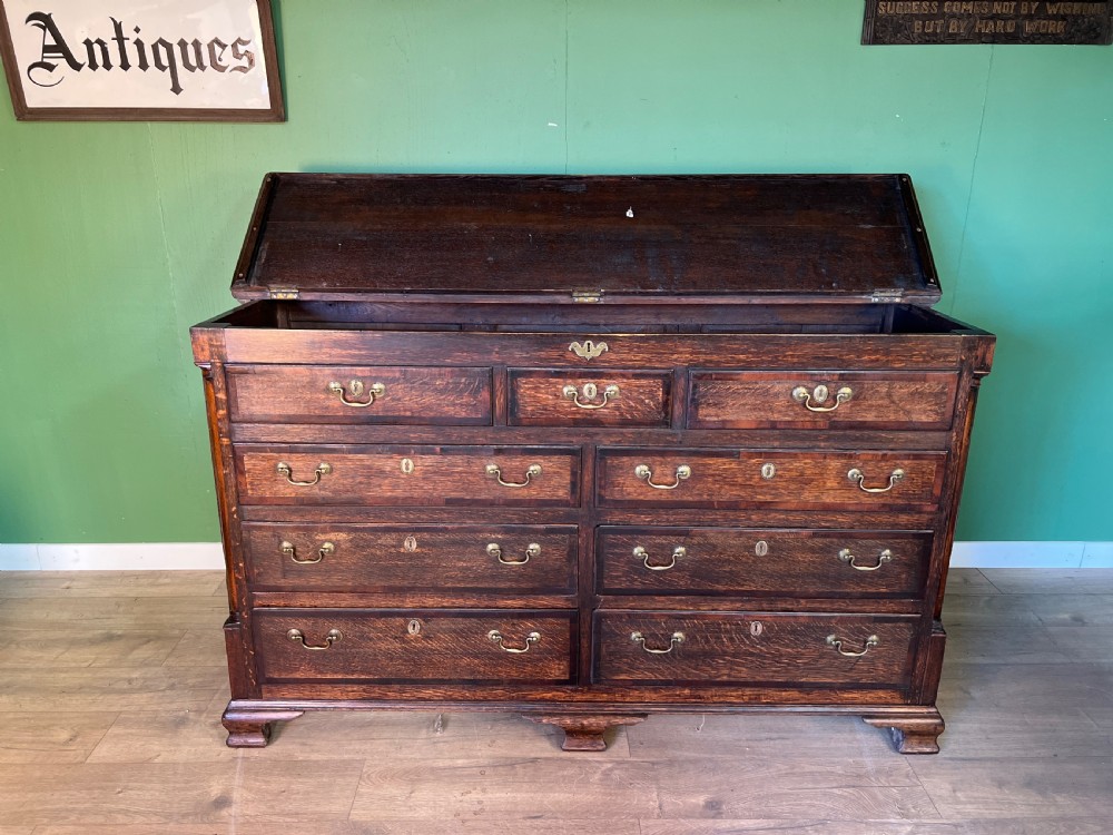 A good honest traditional oak Lancashire mule chest View IX