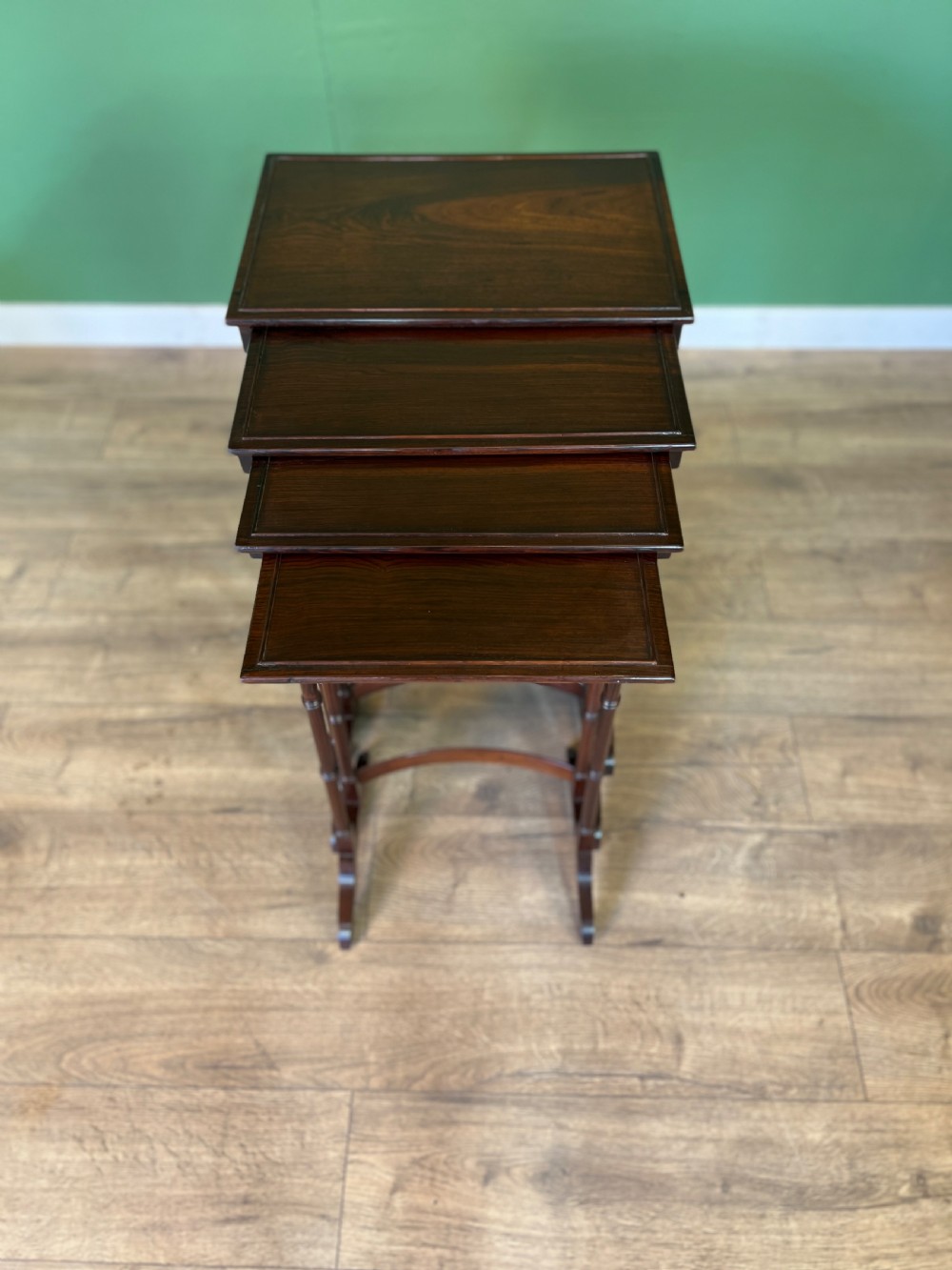 A good fine edwardian rosewood quarteto nest of tables View II