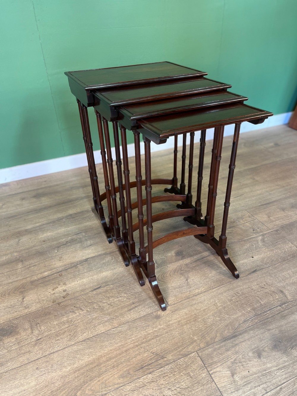A good fine edwardian rosewood quarteto nest of tables View III