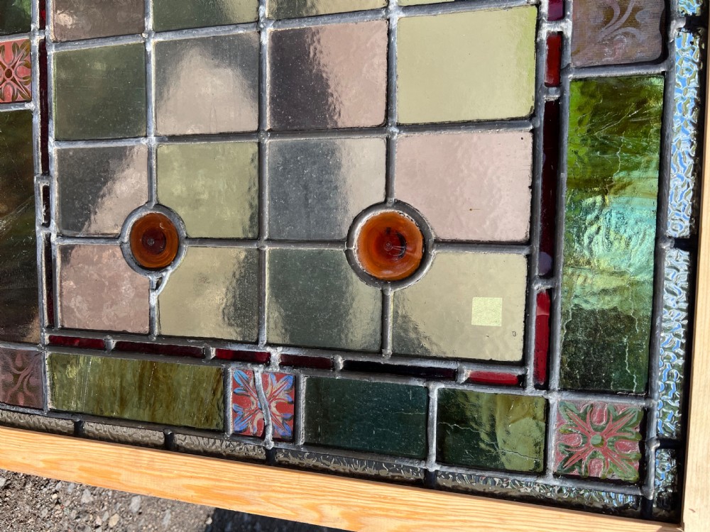 a large painted and leaded glass window View IV