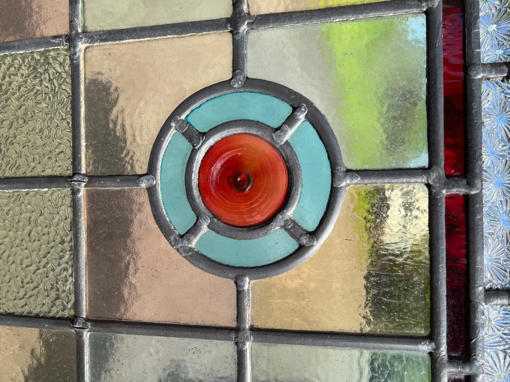 A fantastic large painted and leaded glass window View IV