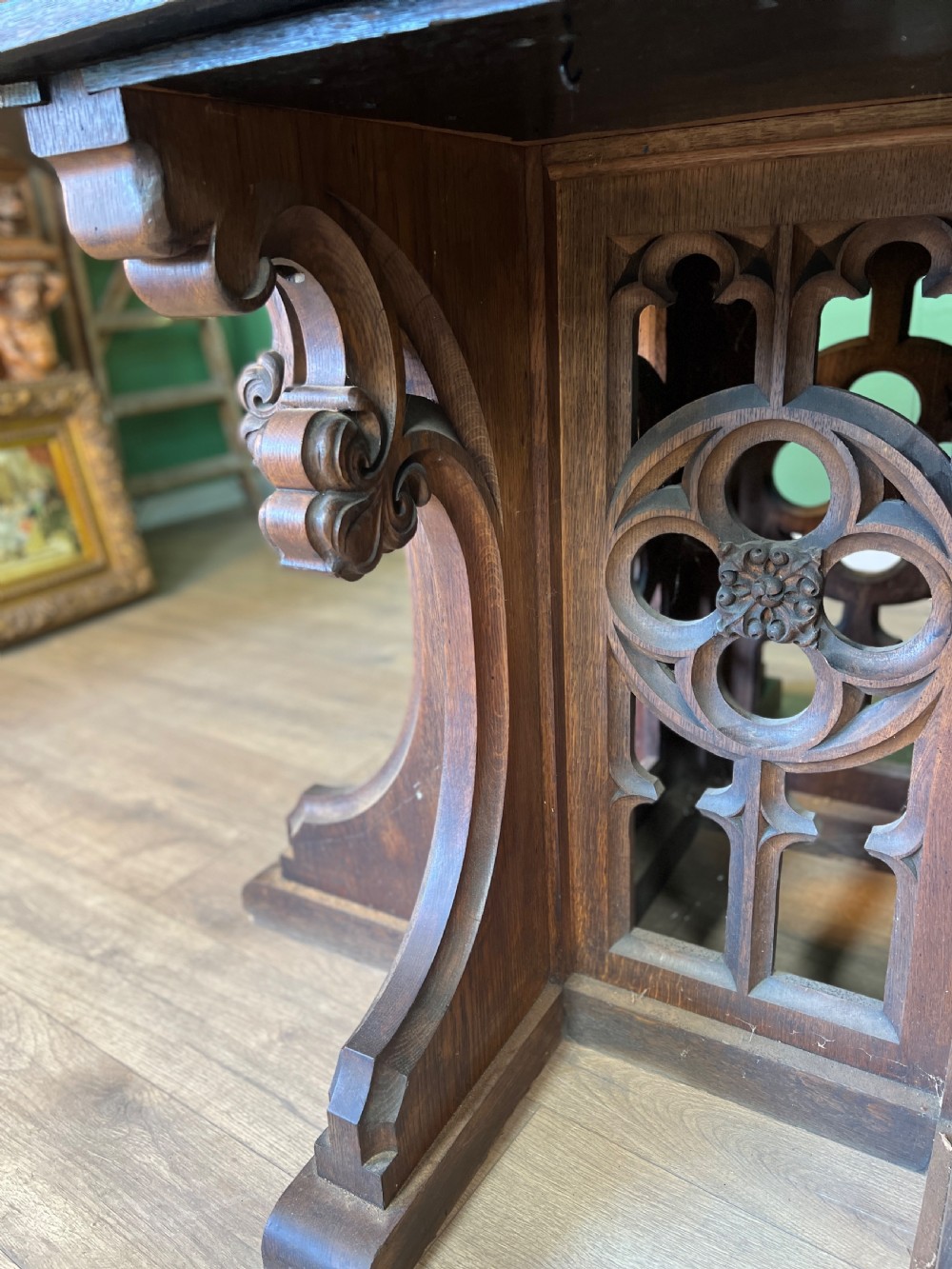 Huge gothic centre table, in the style of pugin View III