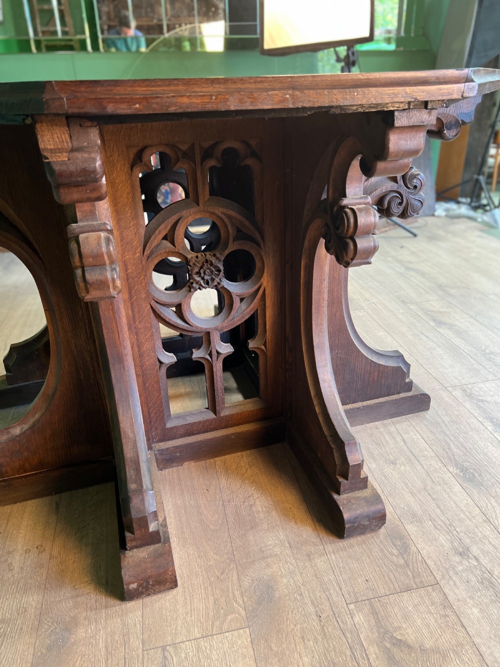 Huge gothic centre table, in the style of pugin View V