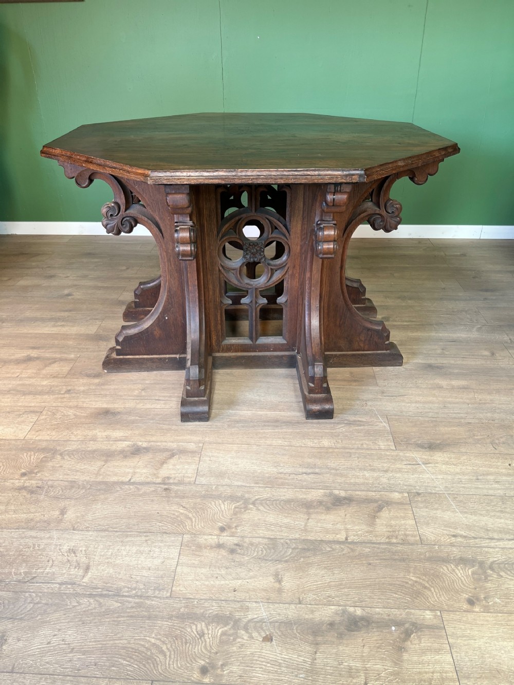 Huge gothic centre table, in the style of pugin