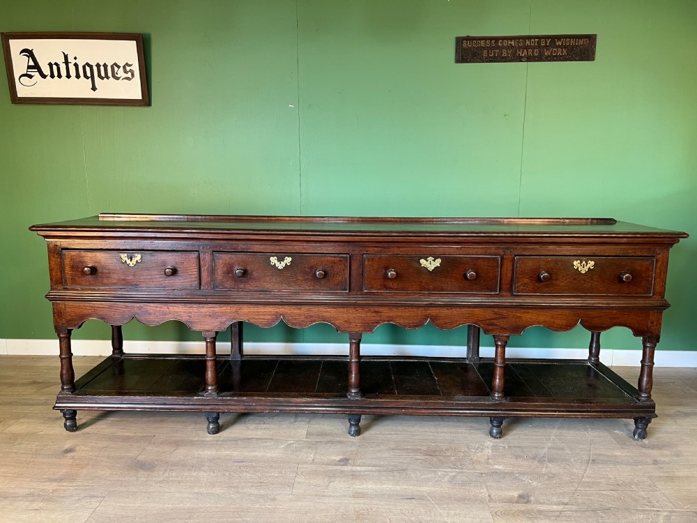 An outstanding exceptionally large oak Montgomeryshire dresser base 
