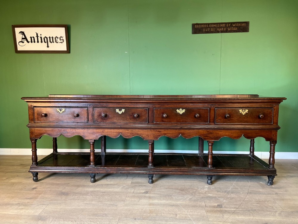 An outstanding exceptionally large oak Montgomeryshire dresser base  View III