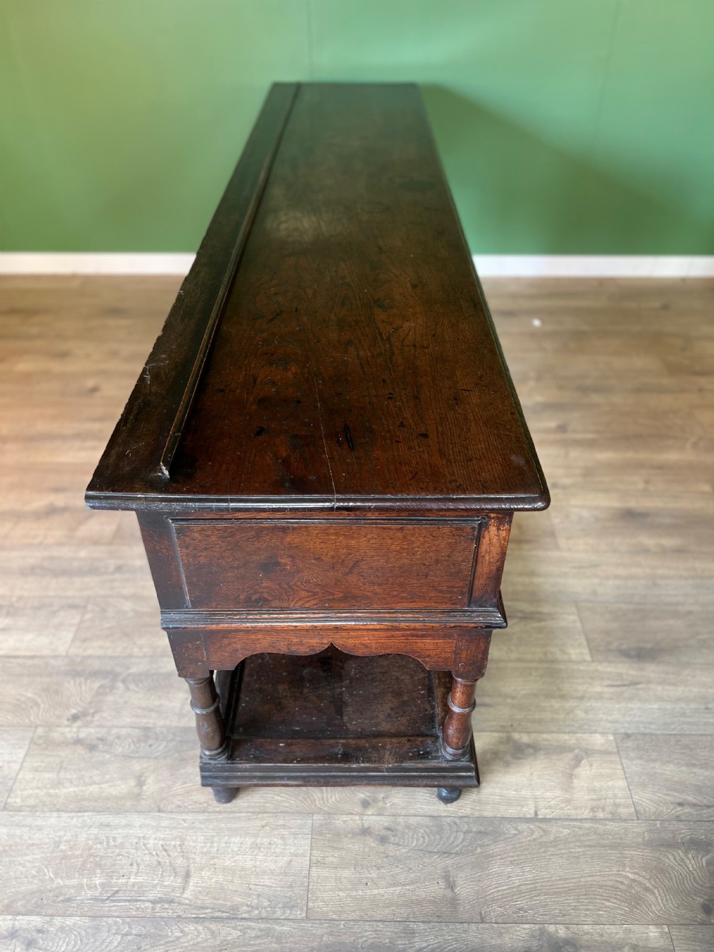 An outstanding exceptionally large oak Montgomeryshire dresser base  View IV