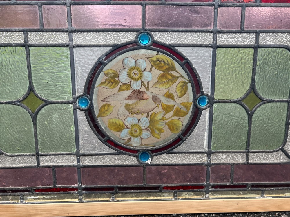 Stained glass window - with birds and flowers View II