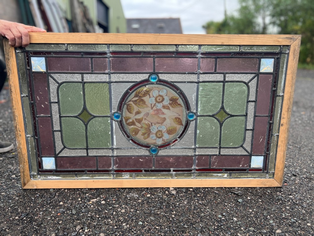 Stained glass window - with birds and flowers View IV