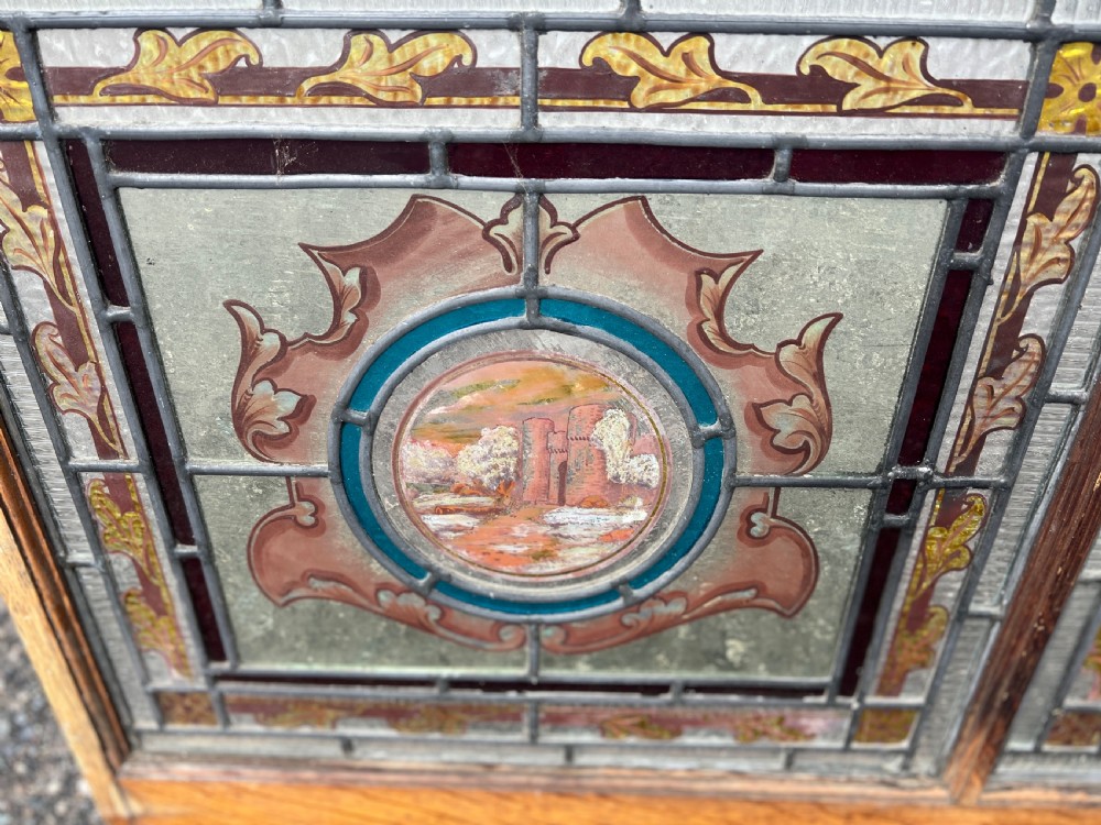 stained glass double window - painted scenes View II