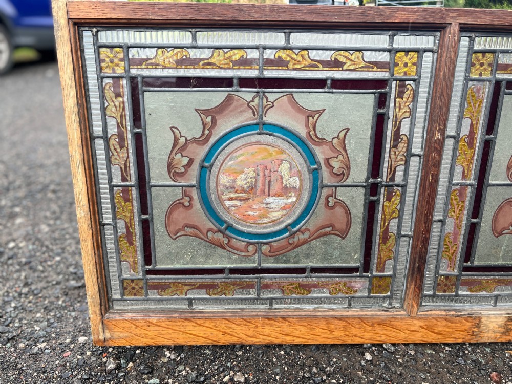 stained glass double window - painted scenes View III