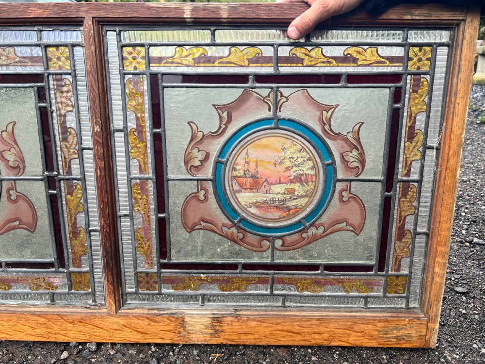 stained glass double window - painted scenes View V