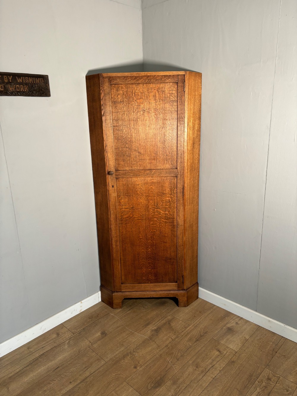 Edwardian Antique Oak Heals Corner Wardrobe View II