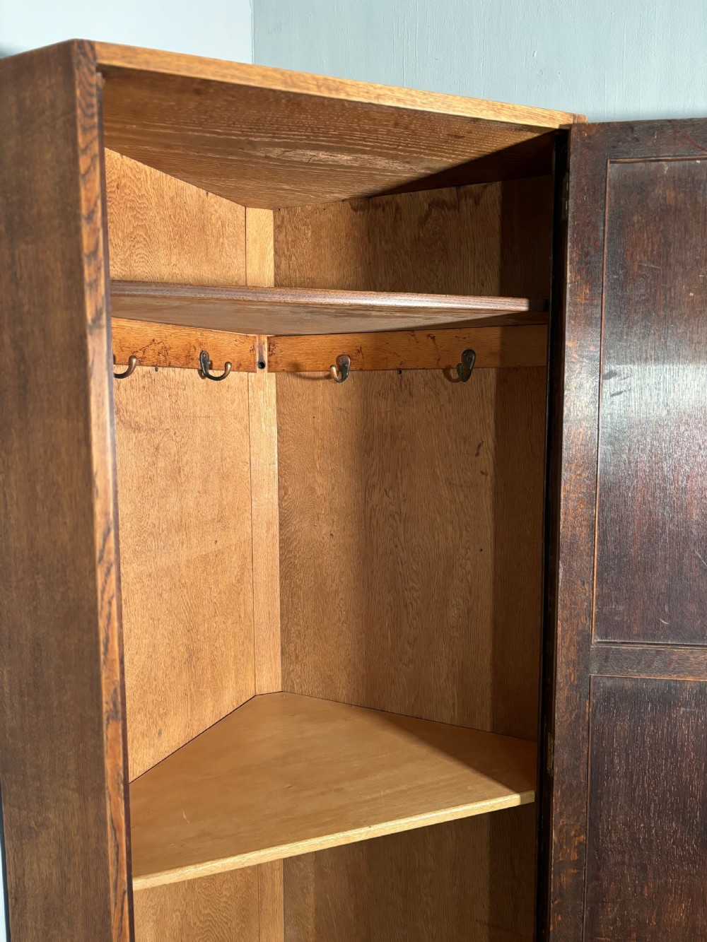 Edwardian Antique Oak Heals Corner Wardrobe View IV