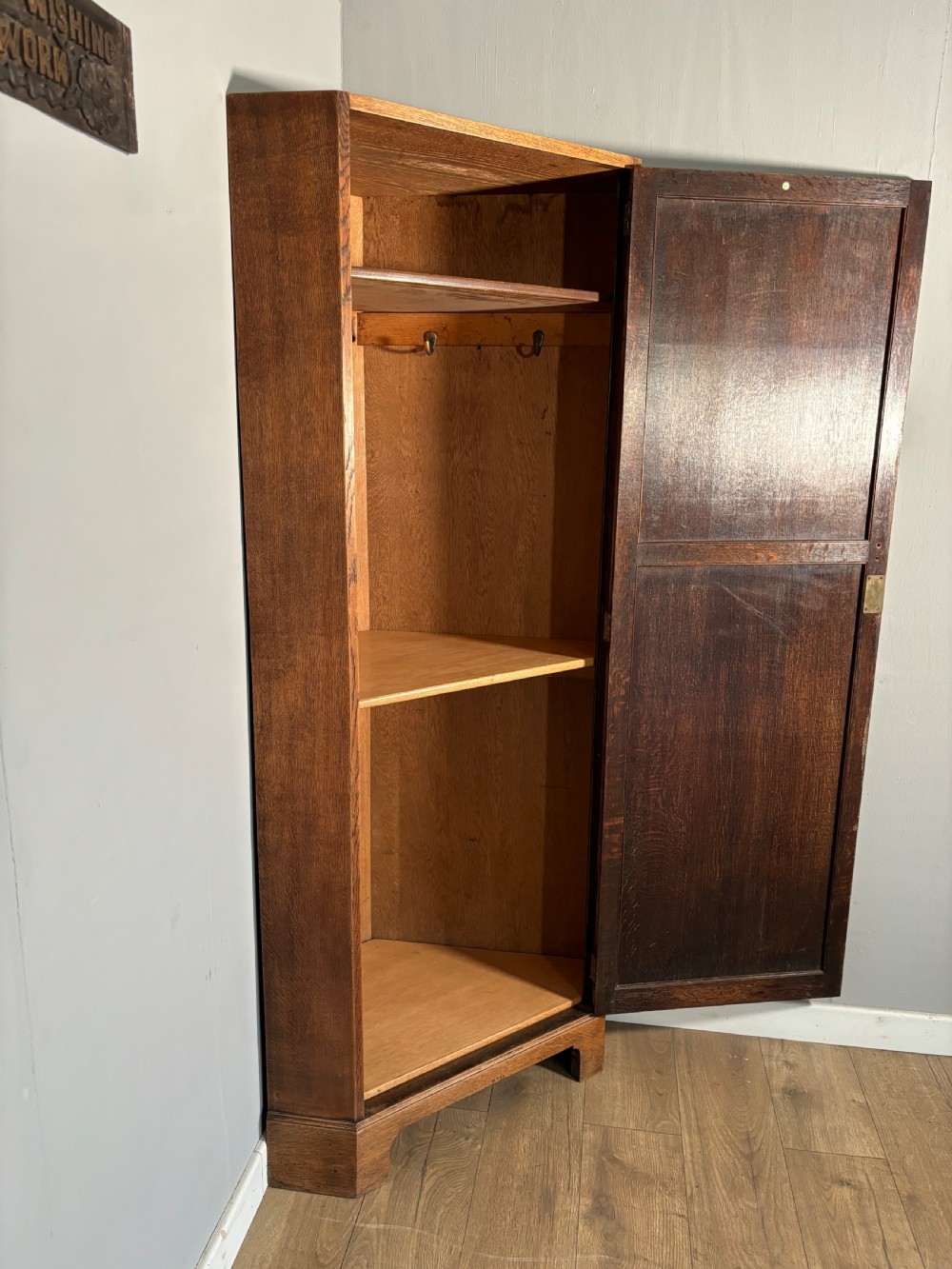 Edwardian Antique Oak Heals Corner Wardrobe View V