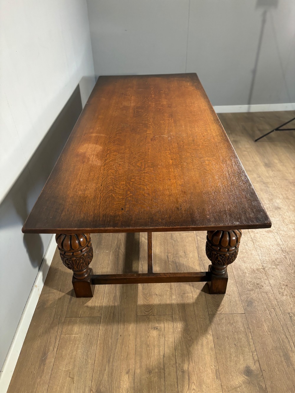 A good Jacobean revival carved oak refectory table  View VI