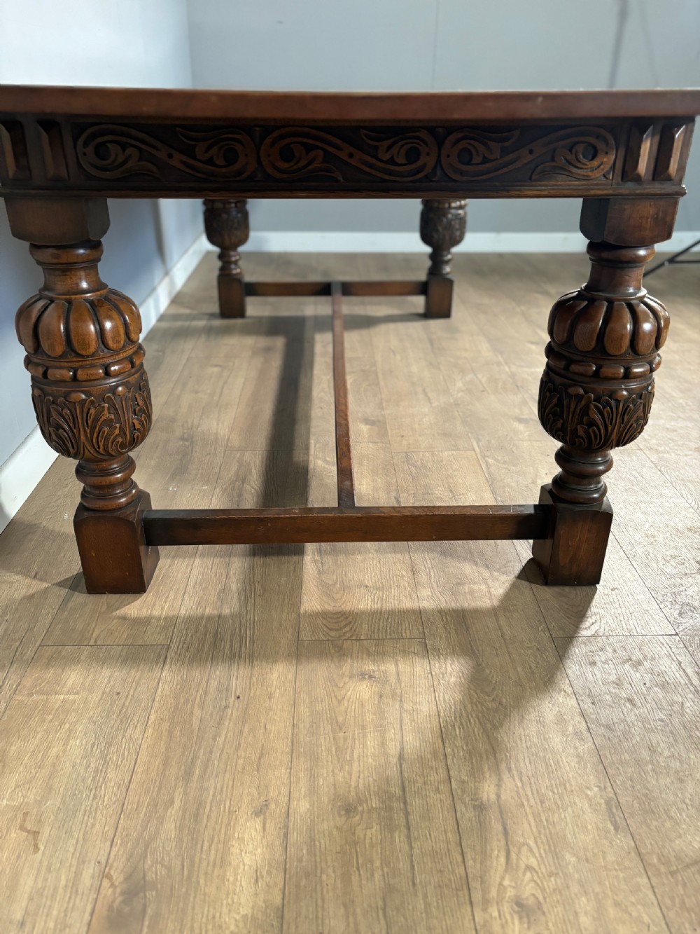A good Jacobean revival carved oak refectory table  View VII